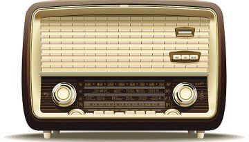 Realistic illustration of an old radio receiver of the last century.