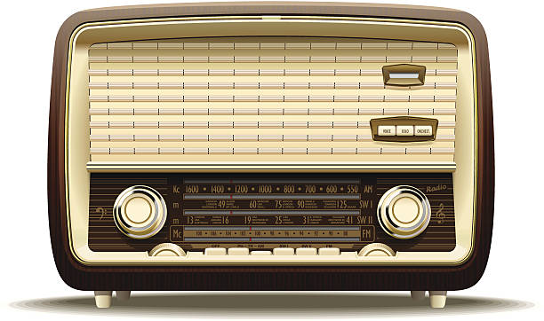 Realistic illustration of an old radio receiver of the last century.